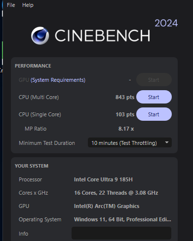 Cinebench 2024 results